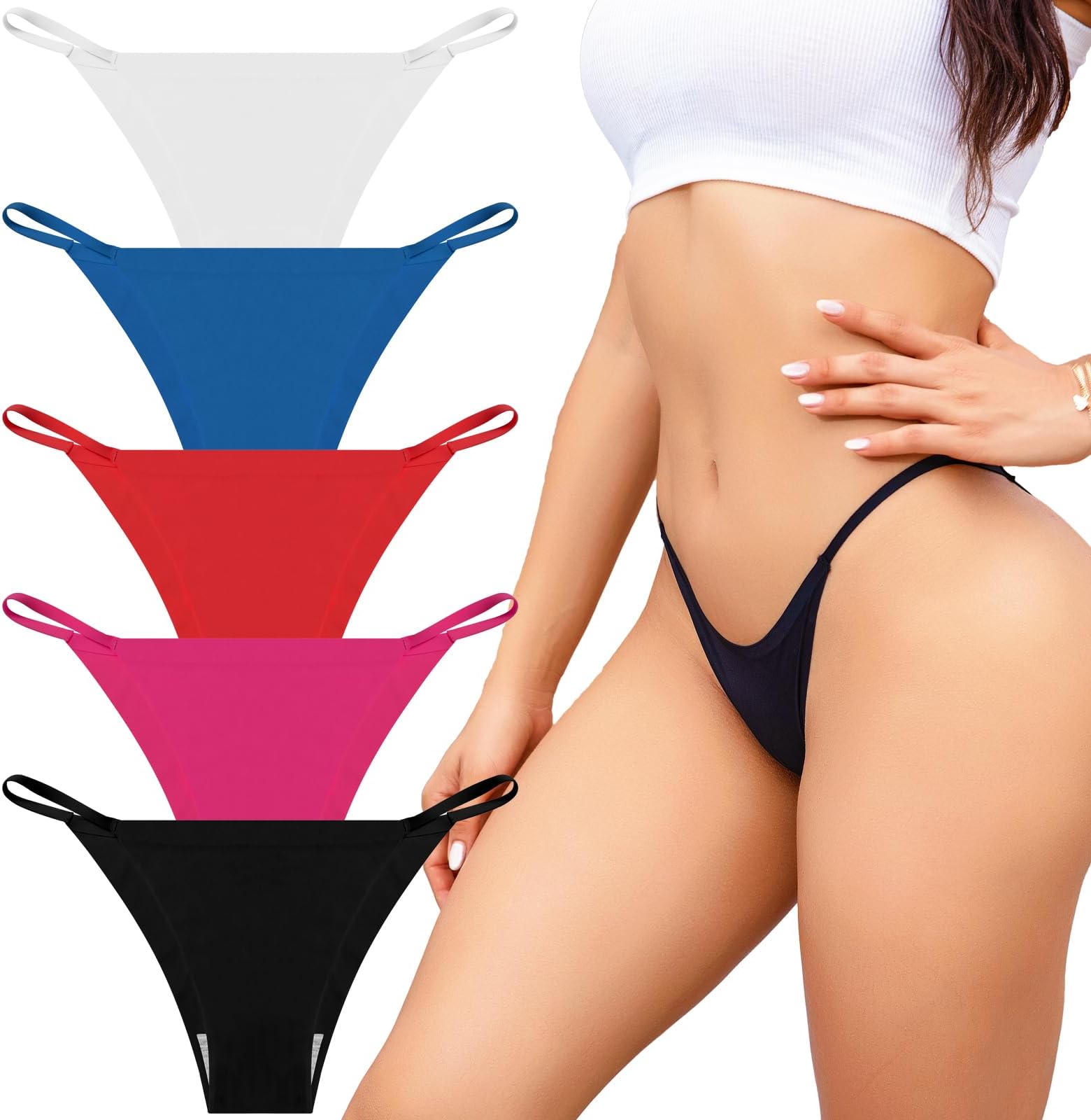 ETAOLINE Seamless Thongs for Women String Bikini Panties Comfortable No Show Underwear Low Rise G-string