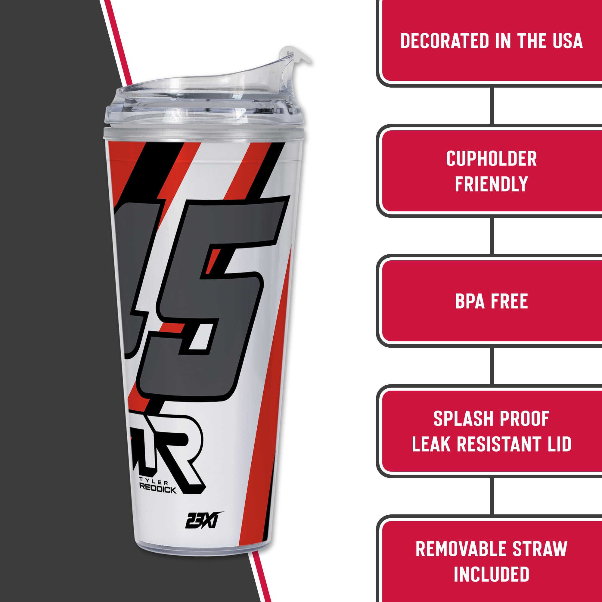 Rico Industries NASCAR Racing Tyler Reddick 24oz Acrylic Tumbler