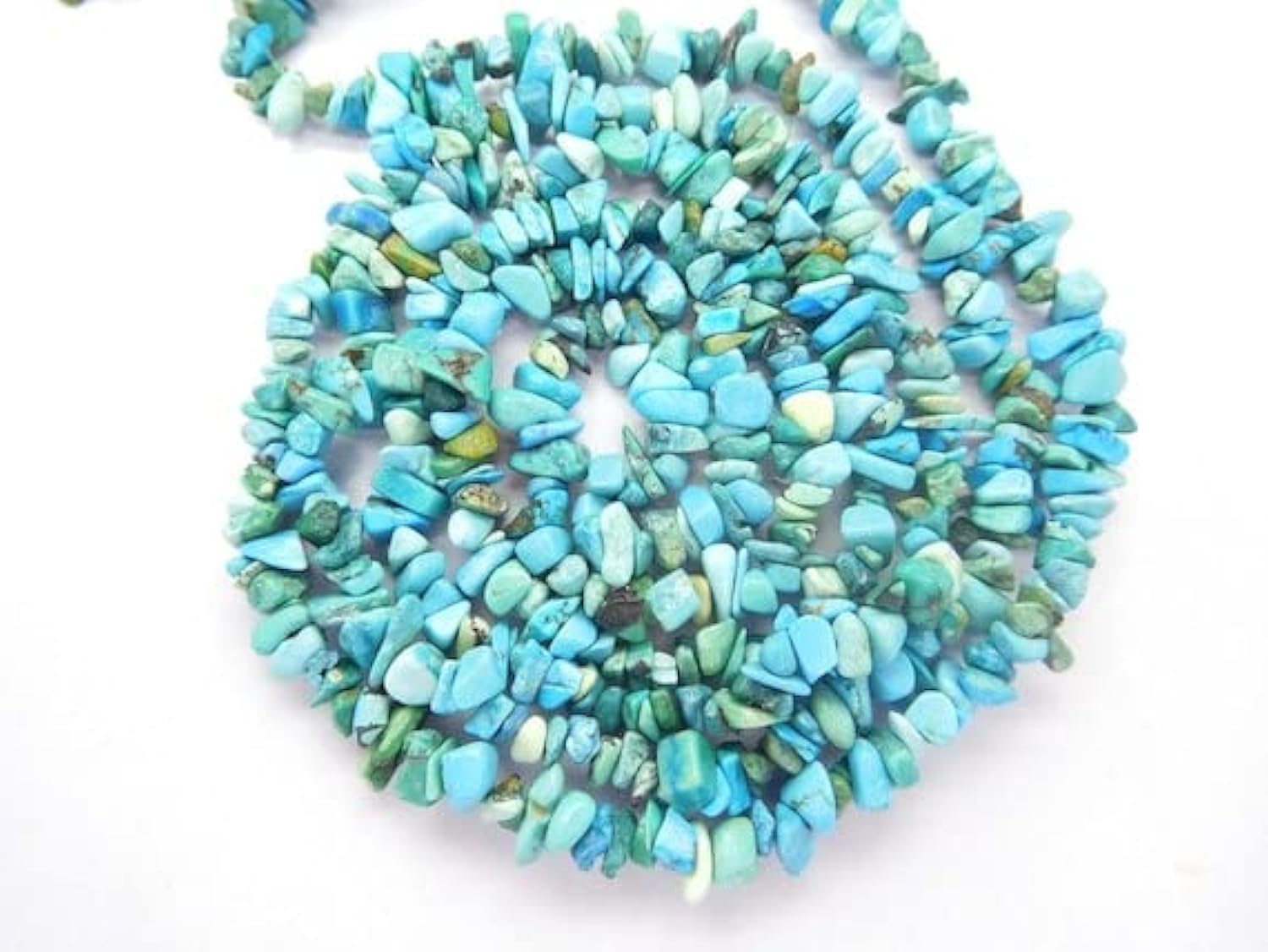 Turquoise d'Arizona perles pépites lisses 86cm pour création bijoux