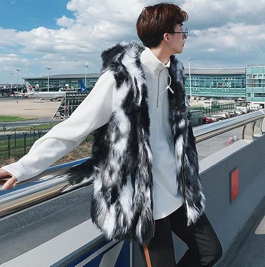 グレー 毛皮 ノースリーブコート Amazon | [BSCOOL] ファーベスト メンズ フード付き ベスト