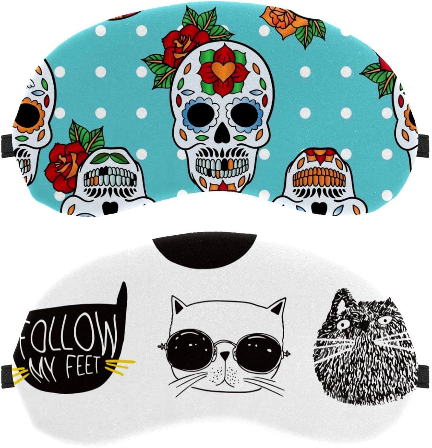 Confezione da 2 maschere per dormire a forma di animale di gatto, per dormire, maschera per dormire, blocco della luce, copertura morbida per gli occhi, per viaggi, pisolini, aerei