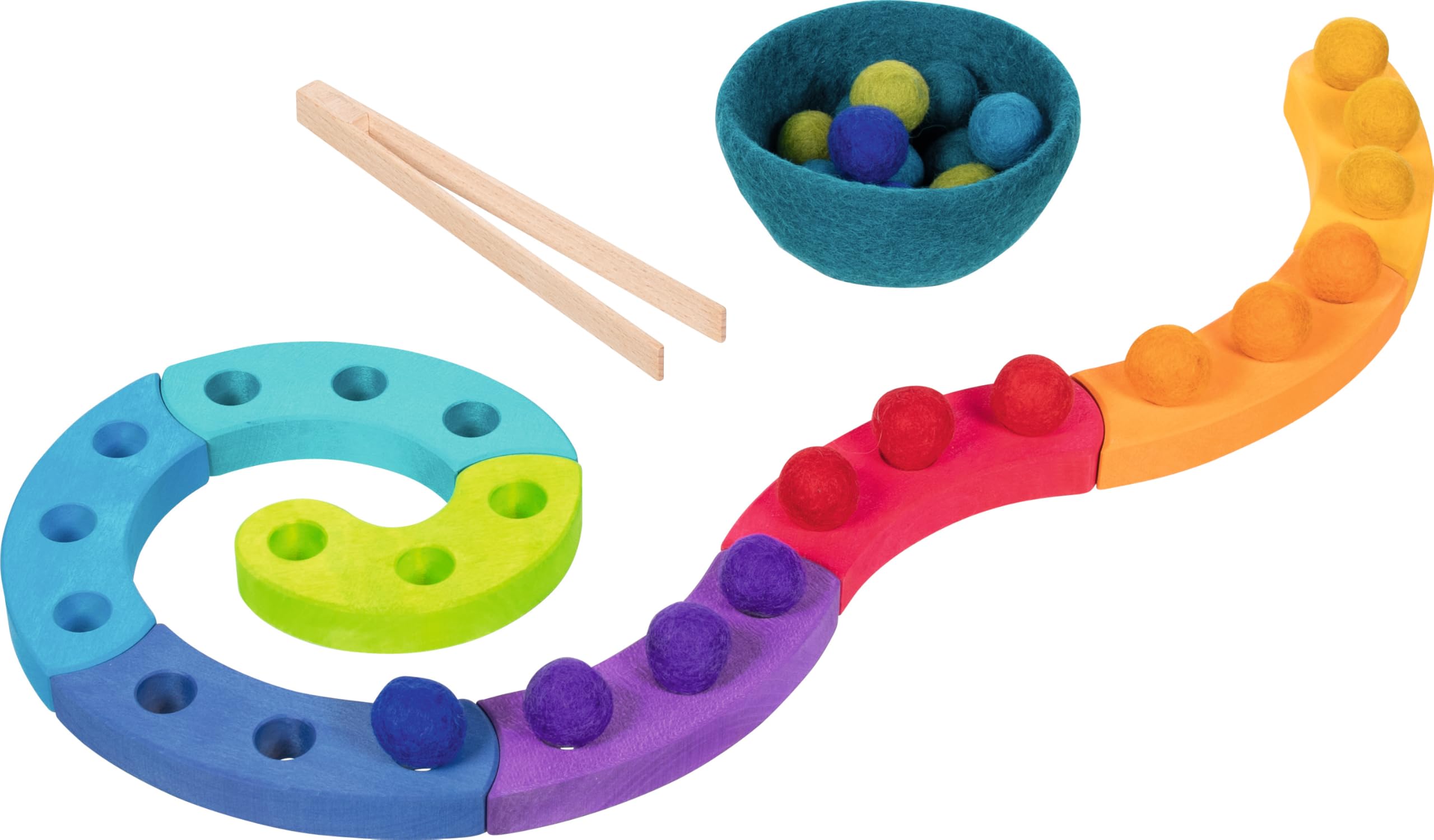 goki 58354 - Farbsortierspiel und Adventsspirale - aus hochwertigem Holz und Wollfilz - goki Evolution - Montessori-Spielzeug - Made in Europa