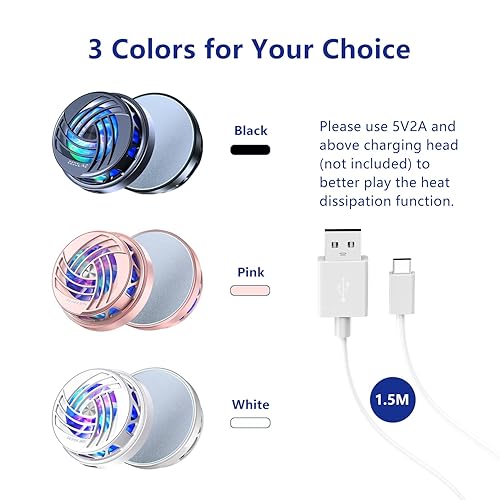 Miniatura 2 de PEPPER JOBS Ventilador magnético para teléfono celular, ventilador de refrigeración con placas magnéticas, pantalla LED, luces RGB y sistema de