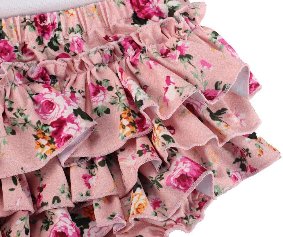 China Rose 50's Floral Ruffles Rompers Backless Dress Bathing Suit Swimwear