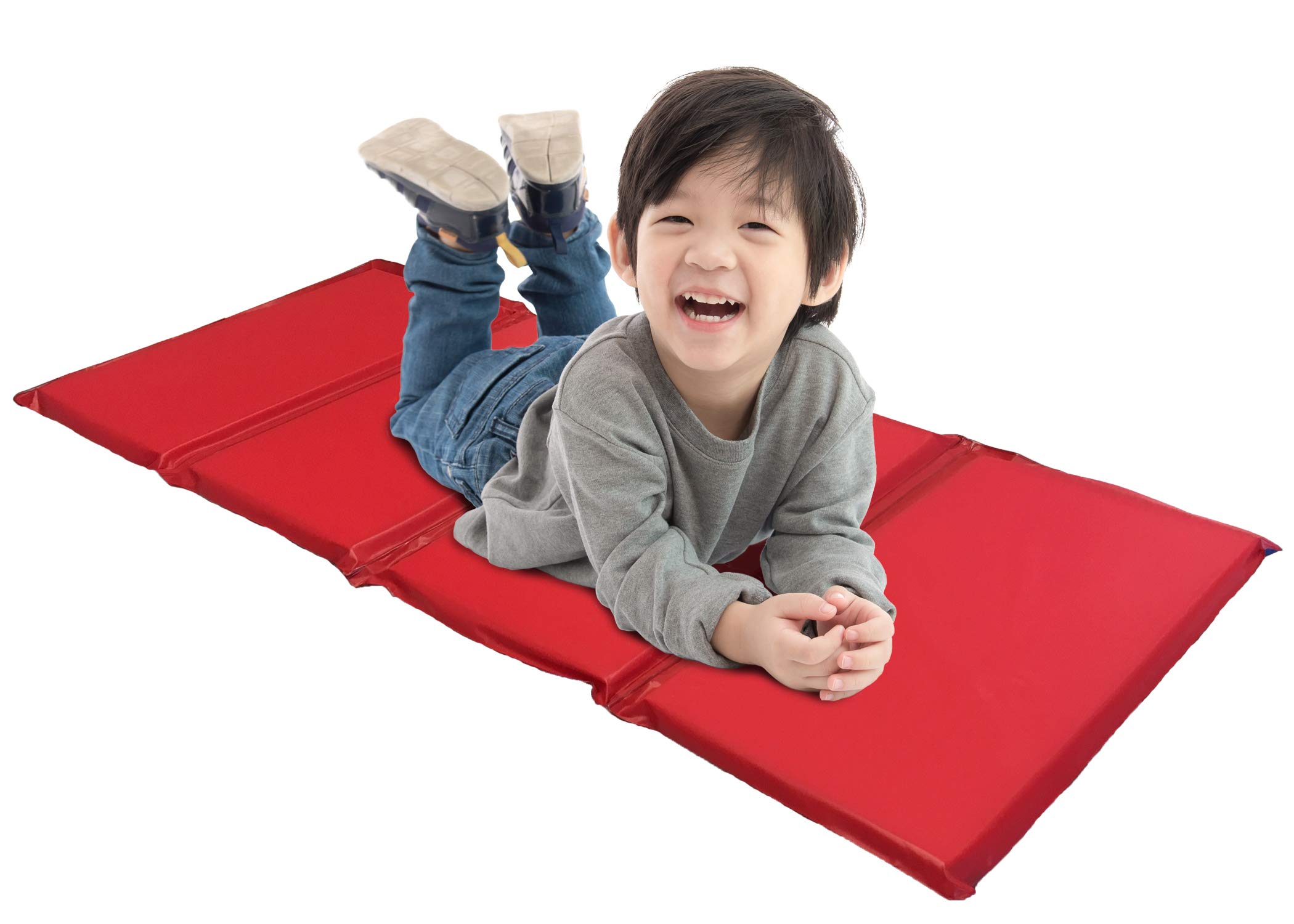 KinderMat, 1.5 Inch Thick, 4Section Rest Mat, Red/Blue, Great for School, Daycare, Travel, and