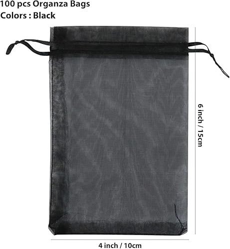 Miniatura 89 de ANZNKU Paquete de 50 bolsas de organza pequeñas de malla de 4 x 6 pulgadas, bolsa de regalo dorada de primera calidad con cordón, bolsa de malla