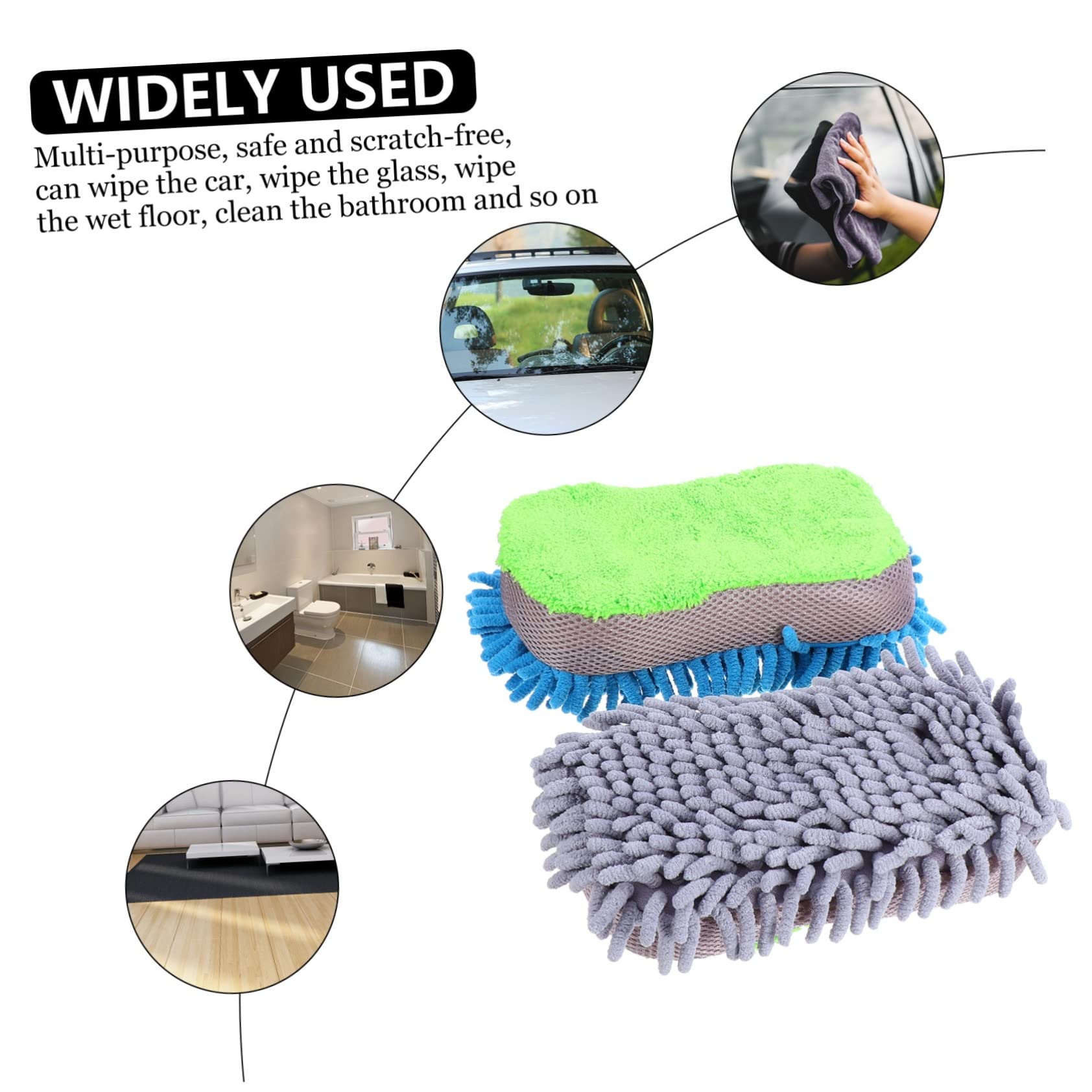 VALICLUD 4pezzi Sponge Per Pulizia Auto Microfibra Da Strumento Di Lavaggio Auto Multifunzionale Design Pratico e Sicuro Per Superfici Sensibili Rimuove Macchie e Sporco Senza Graffi