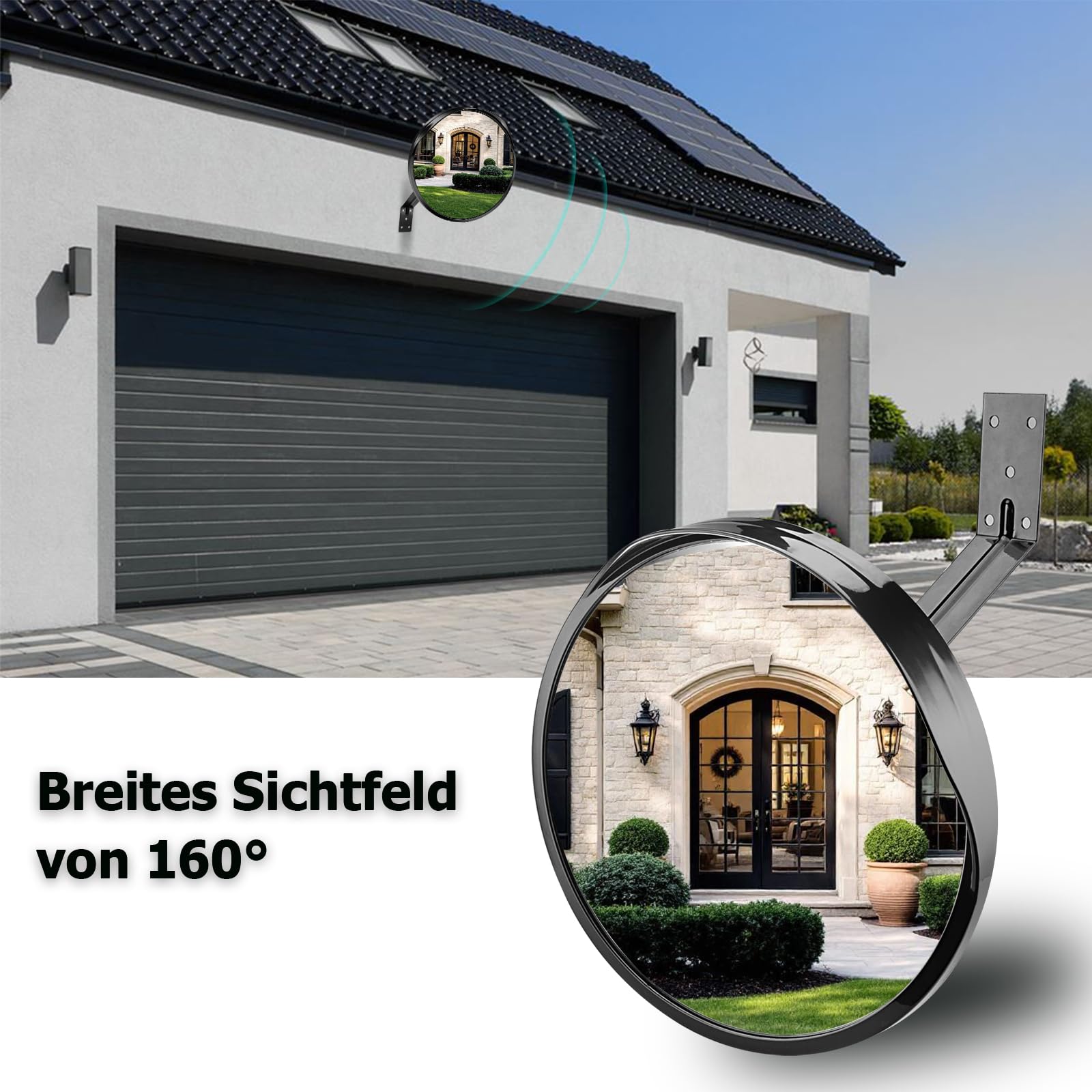 Verkehrsspiegel, 40 cm, großes Sichtfeld, verstellbar, beseitigt tote Winkel, Straßenspiegel aus strapazierfähigem Acryl, für Auffahrt, Straße, Geschäft, Innen- oder Außenbereich