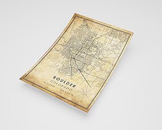 MG Global Rustic Poster of Boulder Colorado | 11x17 12x18 16x24 24x36 Vintage Unframed Print | Antique Hometown City Wall Art for Gift | Home Office Decor