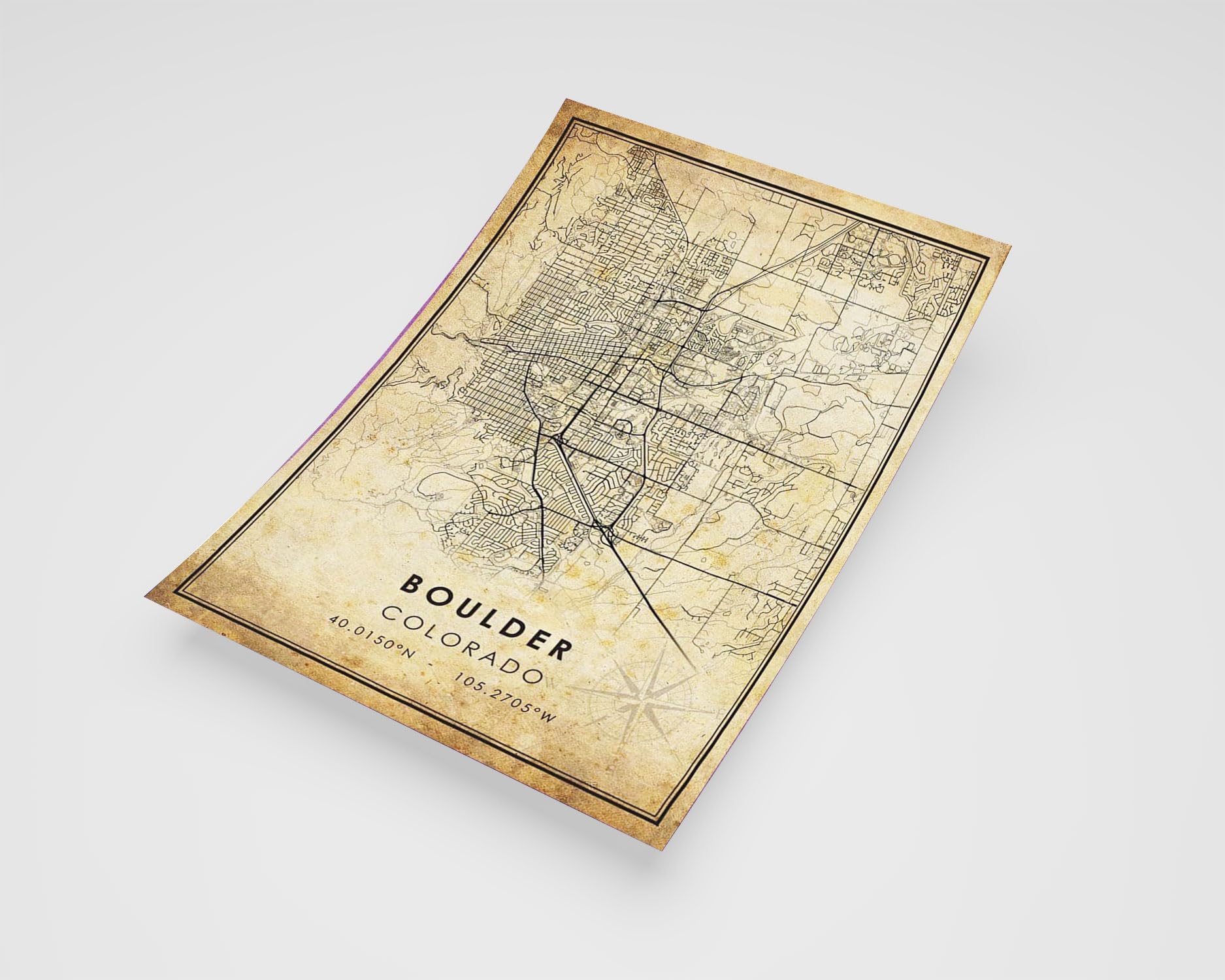 MG Global Rustic Poster of Boulder Colorado | 11x17 12x18 16x24 24x36 Vintage Unframed Print | Antique Hometown City Wall Art for Gift | Home Office Decor