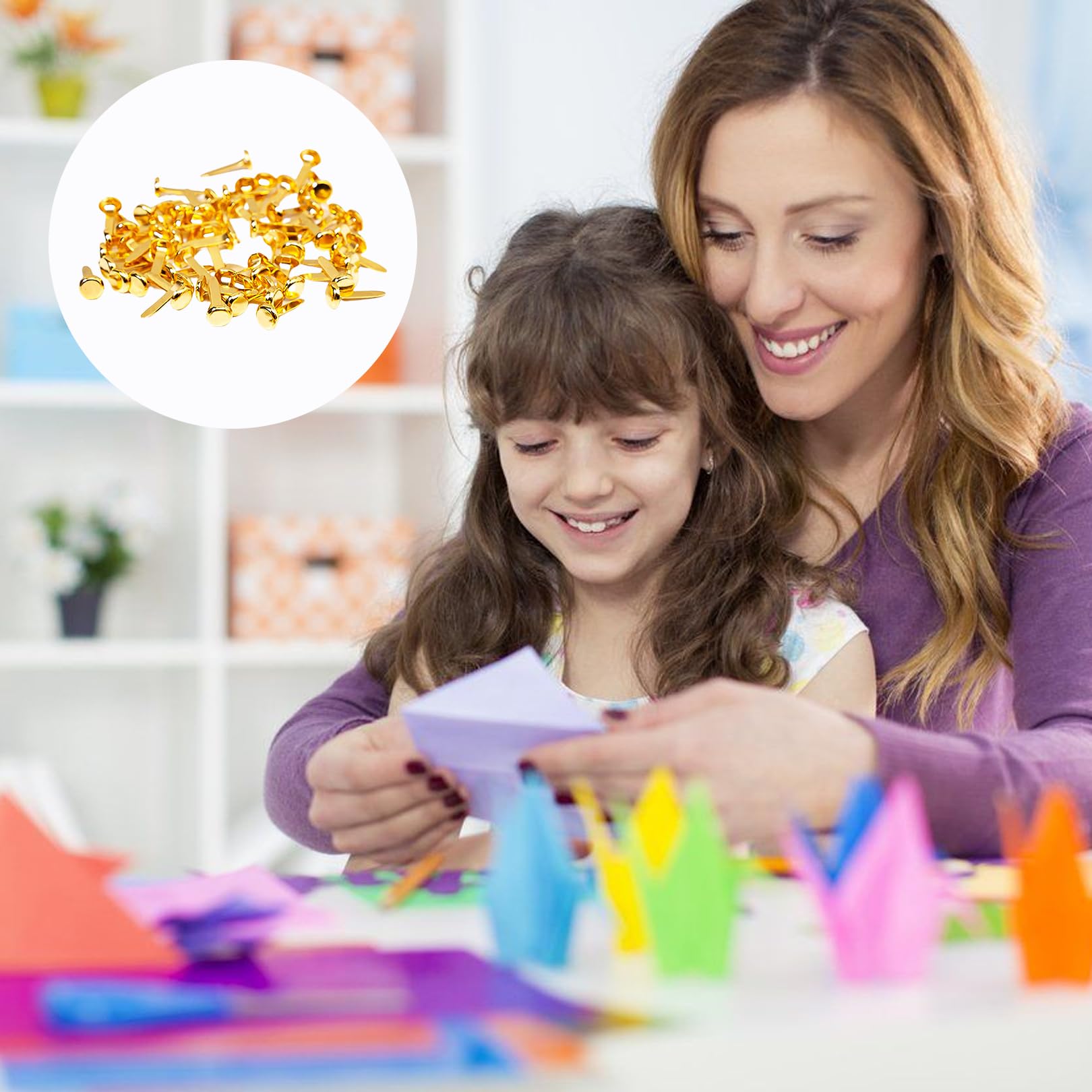 100 Stück Goldene Musterbeutelklammern,Briefklammern,Klammern Metall Rundkopfklammern,Brads Musterklammern für Scrapbooking,Bastelklammern,Büro,Schule,Papier Verschlüsse und Handwerk DIY Projekte