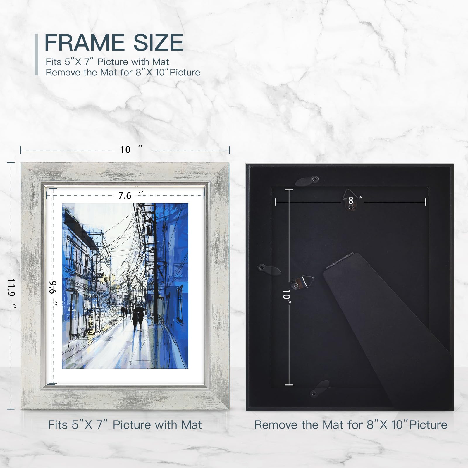 XUANLUO Set di 4 cornici portafoto rustiche retrò (bianco)