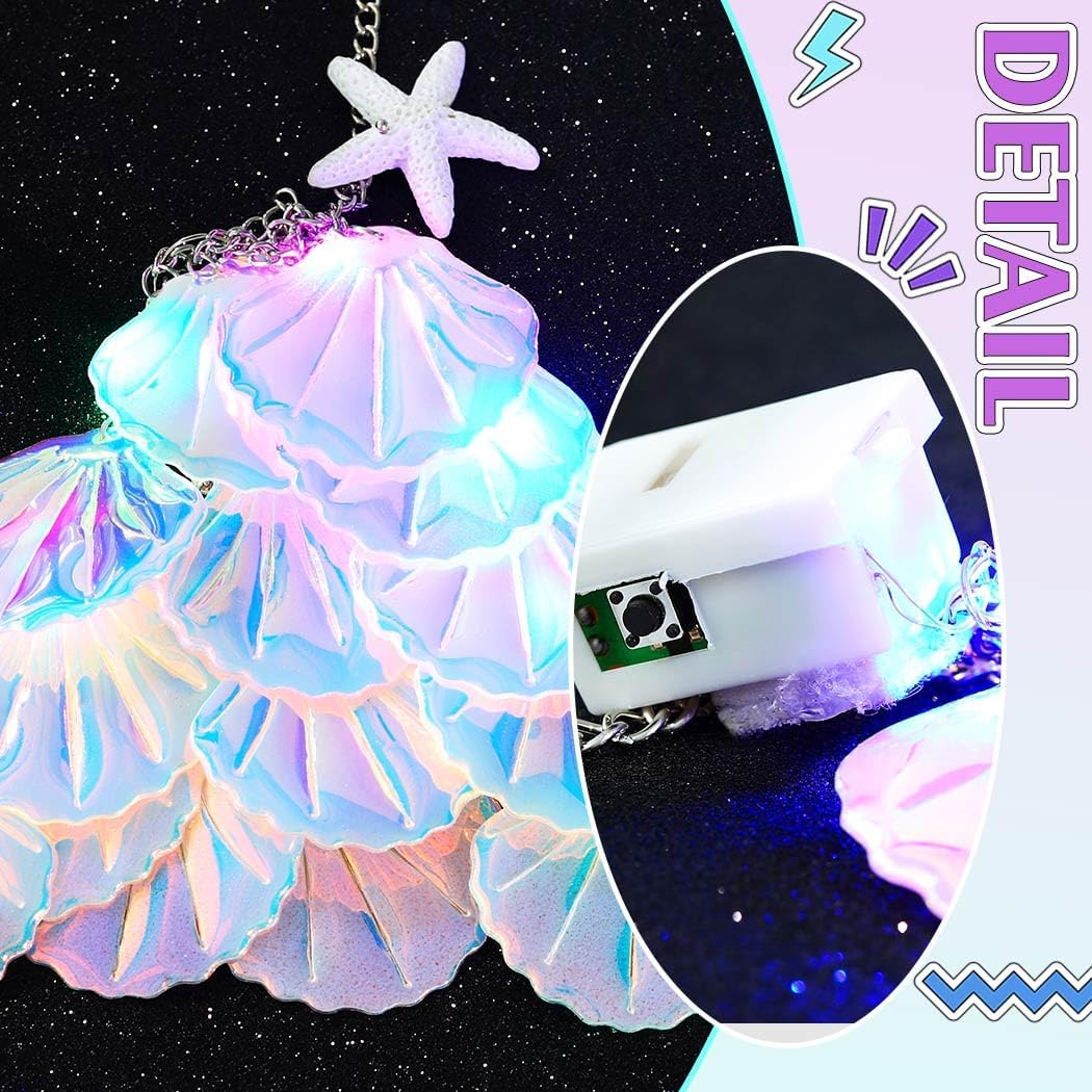 Zoestar Light Up Seashell Bra Sparkly Sequin Bikini Top Glowing Mermaid Shell Bra Tops for Women - Image 6