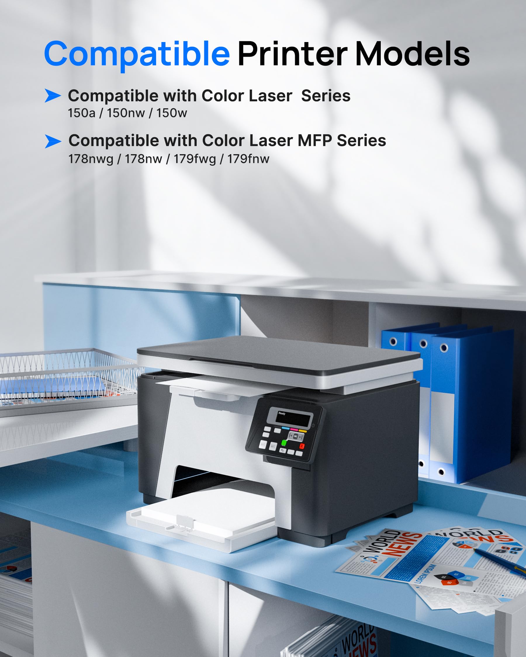 117A MFP 178nw Toner avec Puces Compatible pour HP 117A W2070A Cartouche pour HP Color Laser MFP 178nw 178nwg MFP 179fnw 179fwg 150nw 150a W2071A W2072A W2073A (4-Pack)