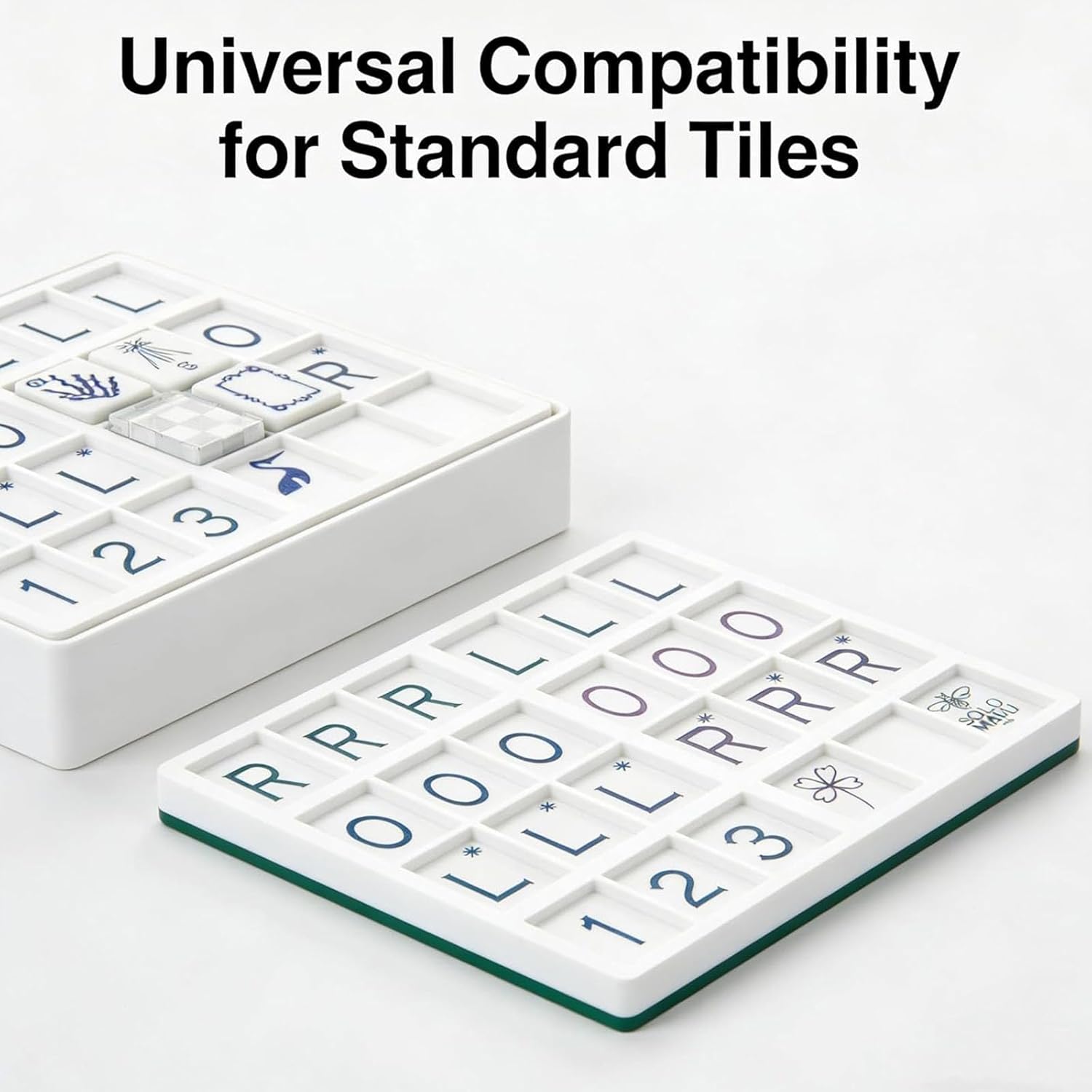 Mahjong Practice Board, 3D Printed Mahjong Solo Practice Board Compatible with Charleston for Tile Arrangement and Strategy, Portable PracticeBoard with 24 Slots for MahjongLovers (Green)
