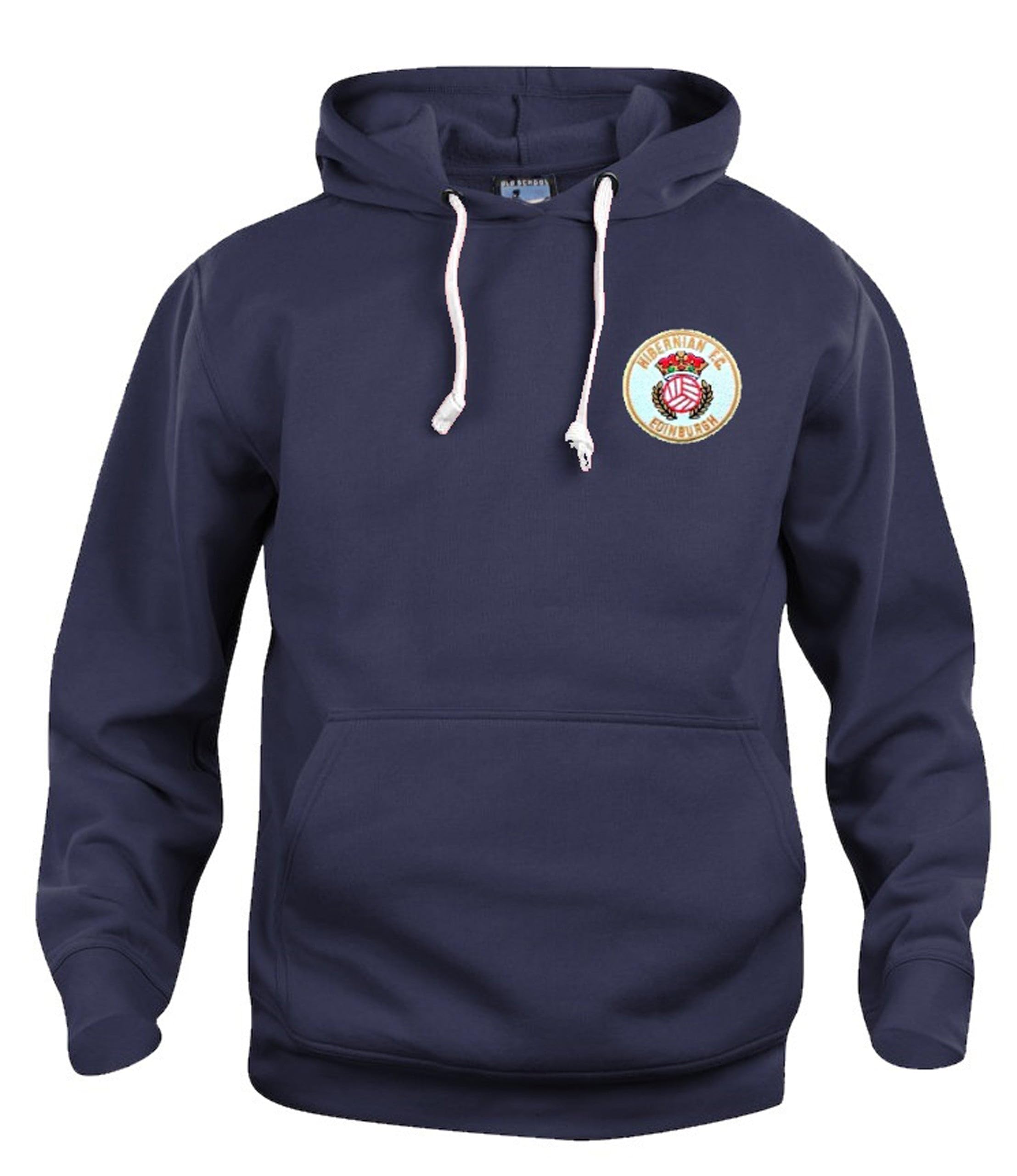 Old School Football Hibernian Retro 1980s Football Hoodie Navy