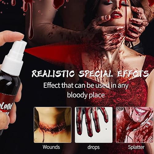 Miniatura 2 de Spray de sangre falsa de Halloween, lavable, salpicadura de sangre, sangre líquida de Halloween para ropa, zombi, vampiro y monstruo SFX maquillaje