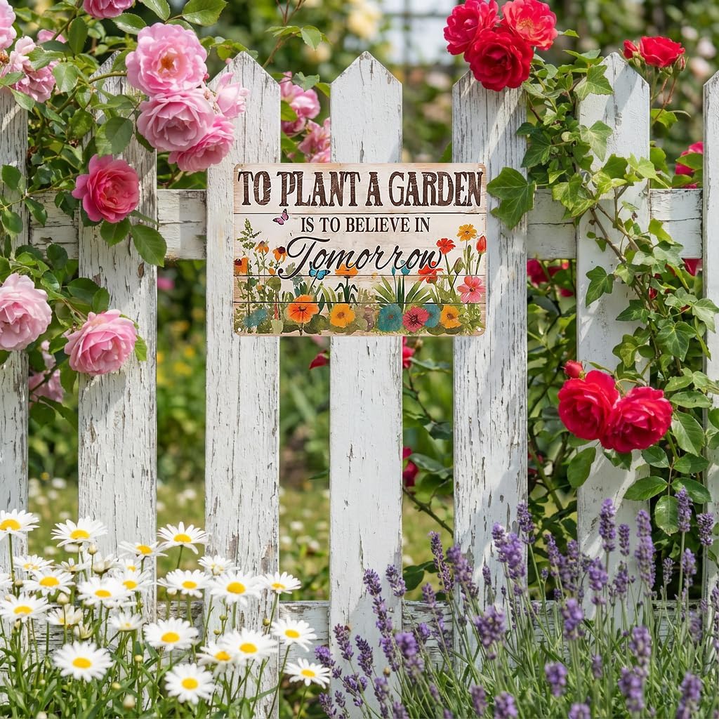 Bestylez Gardening Gifts Vintage Gardening Sign To Plant A Garden is To Believe Tomorrow Tin Sign for Home Garden Greenhouse Living Room Bedroom Outdoor Yard Backyard Decor 8X12 Inch (3366) - Image 7
