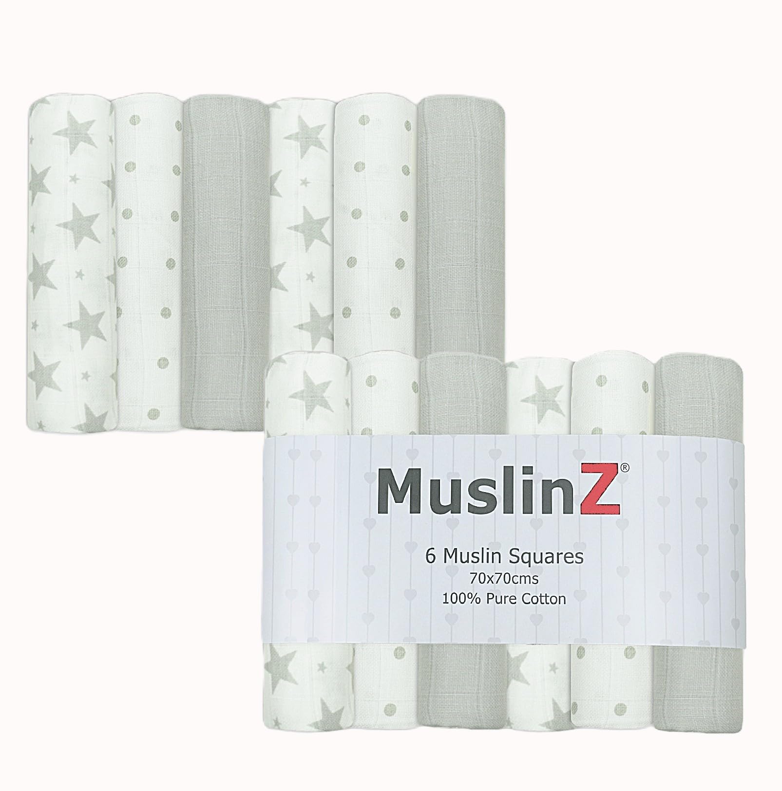 Bavoirs en mousseline bébé 100% coton grand format 70x70cm lot de 6