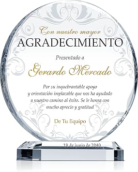 Crystal Central Placa de reconocimiento Personalizada para mentor، entrenador، jefe، gerente، miembro de la junta، Directora de la junta، Personalizada con el nombre y la fecha L - 8"