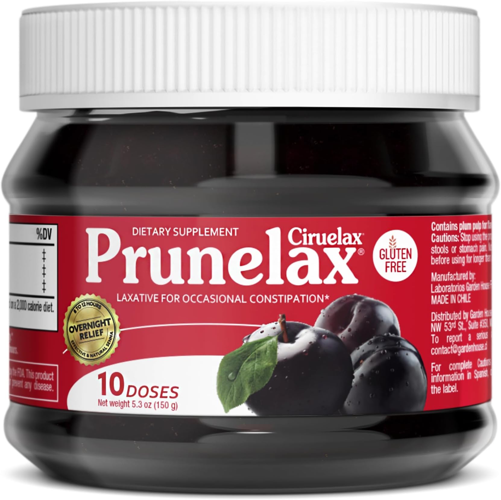 Ciruelax Regular Strength Laxative Jam - Gluten-Free Natural-Ingredient Laxative for Occasional Constipation - 5.3 oz