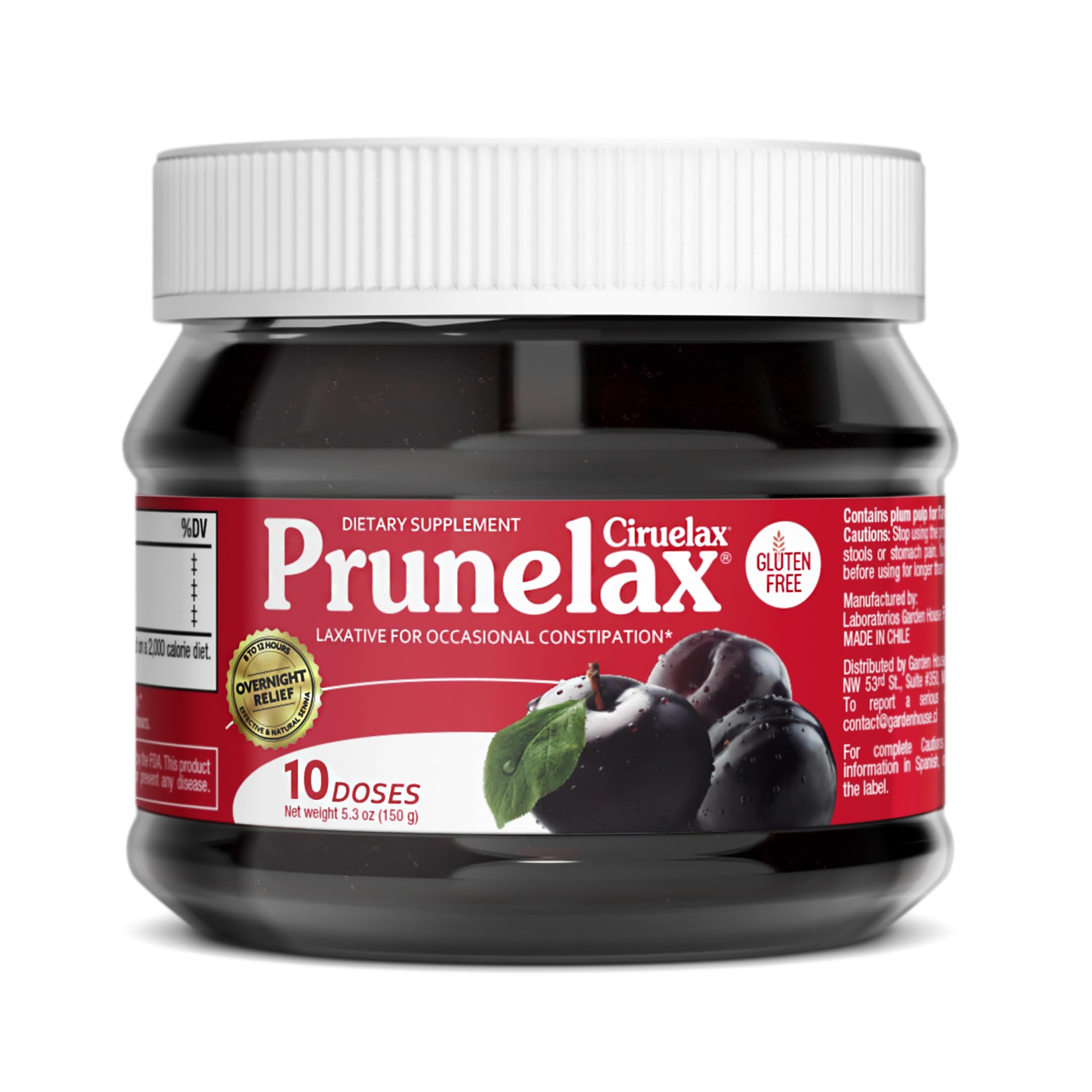 PrunelaxCiruelax Regular Strength Laxative Jam - Gluten-Free Natural-Ingredient Laxative for Occasional Constipation - 5.3 oz