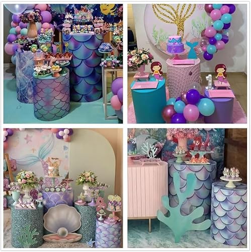 Miniatura 3 de Fundas cilíndricas de color rosa pastel para fiestas, cubierta de pedestal, sirena para niñas, regalos de fiesta de cumpleaños, baby shower, boda,