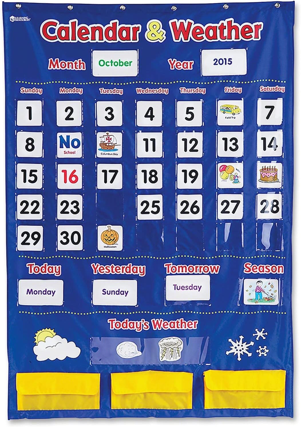Learning Resources LRNLER2418 Calendar & Weather Pocket Chart - Multi Color44; 138 Piece