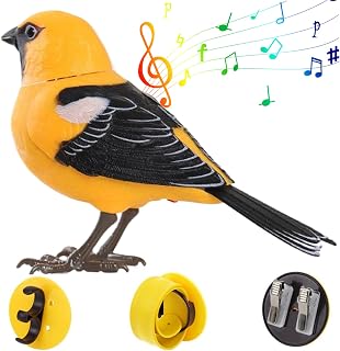 Electric Singing and Chirping Bird Toy Interactive Toy Birds Motion and Sound Activated Bird Battery Operated Robot for Kids Gifts, Oriole