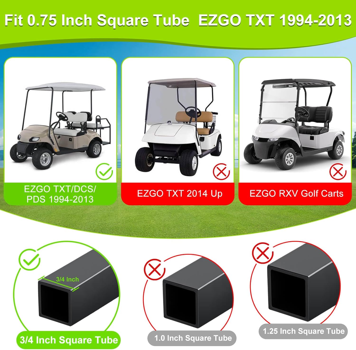EZGO TXT Golf Cart Windshield Clips Kit fit EZGO TXT DCS PDS 1994 Up Golf Carts (Notes: Check Variations for Right Struts Size)