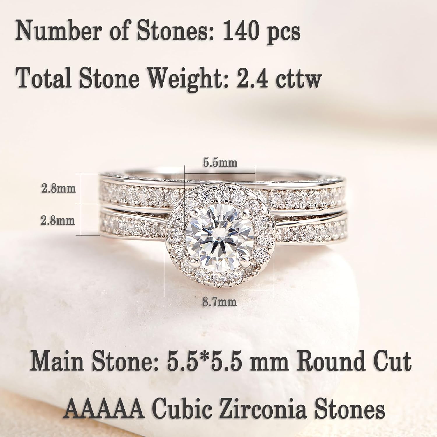 Newshe Jewellery Moissanite Wedding Rings for Women 925 Sterling Silver Engagement Ring Bridal Set Round Anniversary Band Promise Size - Image 5