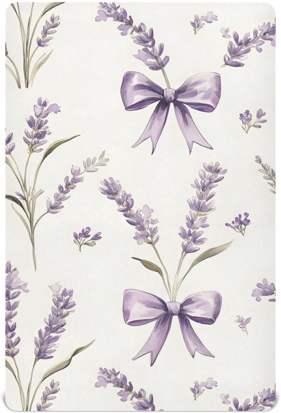Bows and Lavender Soft Baby Crib Sheets for Boys Girls, Stretchy Fitted Toddler Bed Sheets, Breathable Crib Mattress Sheet for Baby