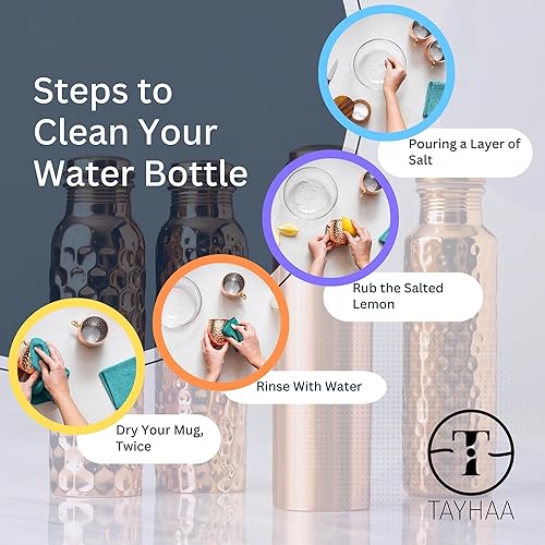 Miniatura 6 de Botella de agua de metal de cobre puro  Botella de agua de beneficio curativo ayurveda hecha a mano india para beber, viajes, senderismo, gimnasio,
