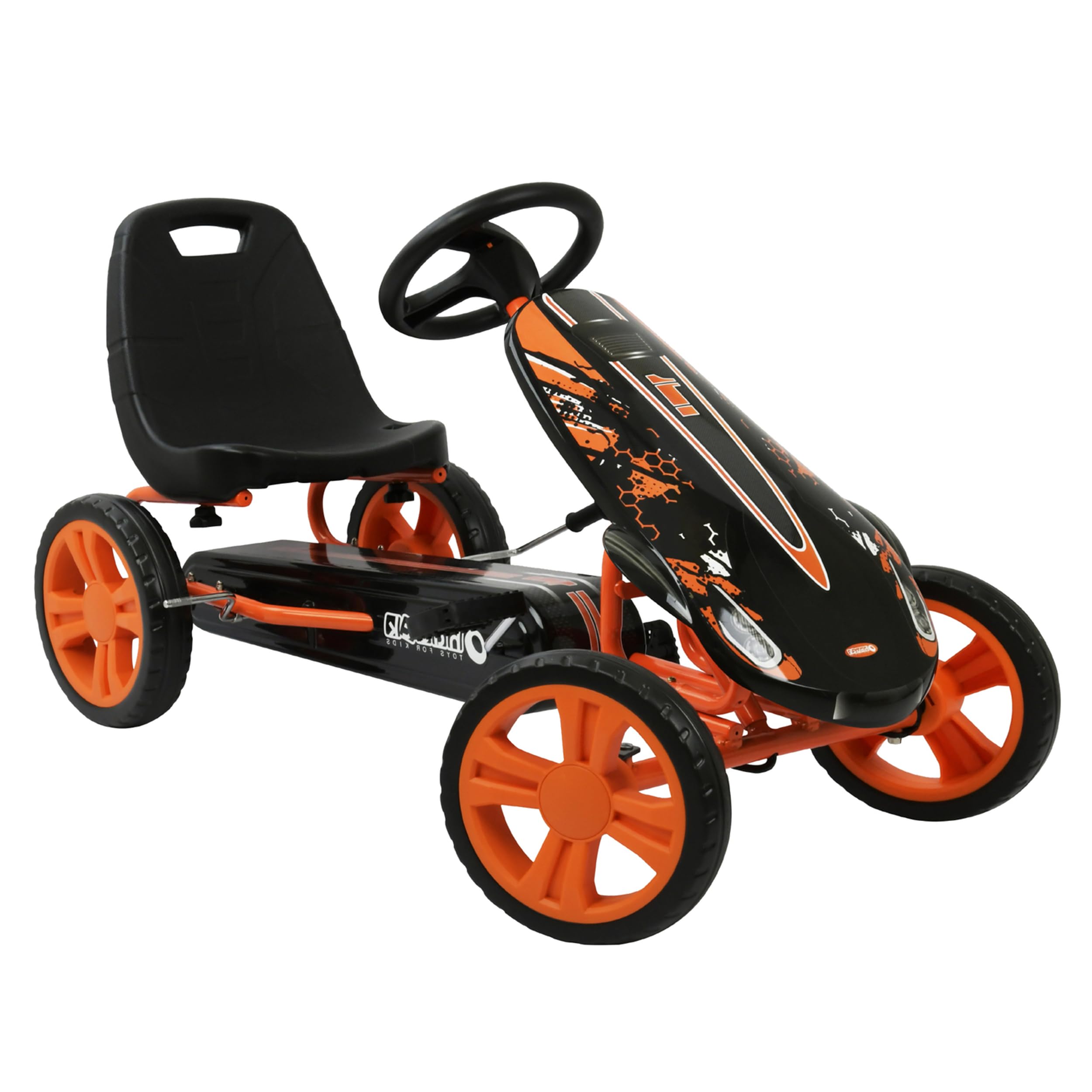 hauck Go-Kart Speedster für Kinder ab 4 Jahren bis 50 kg Köpergröße 90-110 cm, Tretauto mit Handbremse, verstellbarem Sitz, Vor- und Rückwärtsgang, Pedalantrieb, EVA Rreifen (Orange)