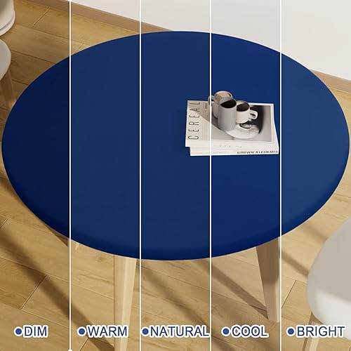 Miniatura 7 de Mantel redondo de elastano, elástico ajustable impermeable para mesas de 45 a 56 pulgadas, mantel de picnic elástico lavable para campamento,
