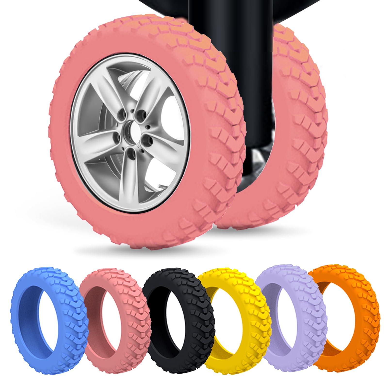8 Housses De Roues De Valise Universelles – Silicone – Noir/Bleu/Rose/Gris – Neuf