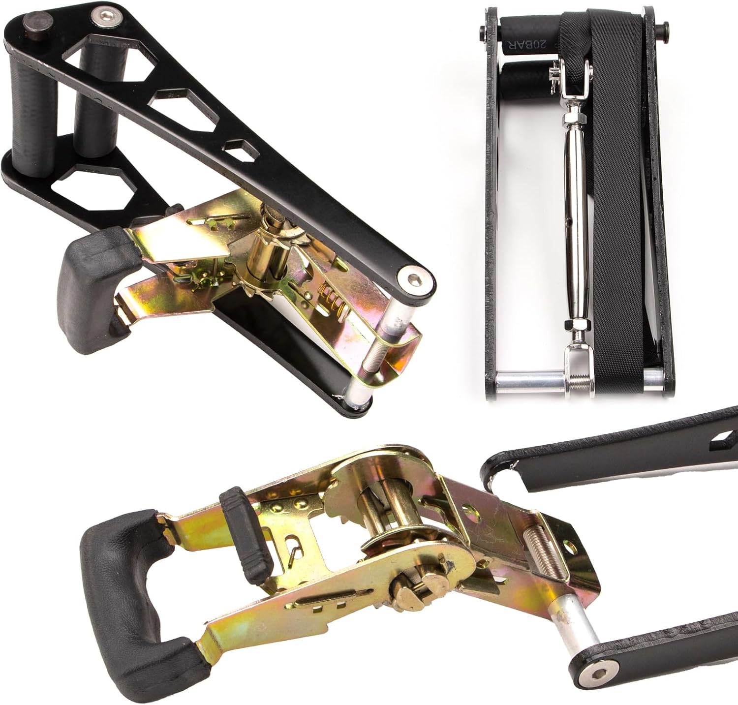 Simplified Compound Bow Press, Universal Hand-Held Bow Tuning Tool with Aluminum Alloy Ratchet System for Bowstring Replacement & Limb Opening on Compound Bows and Crossbows