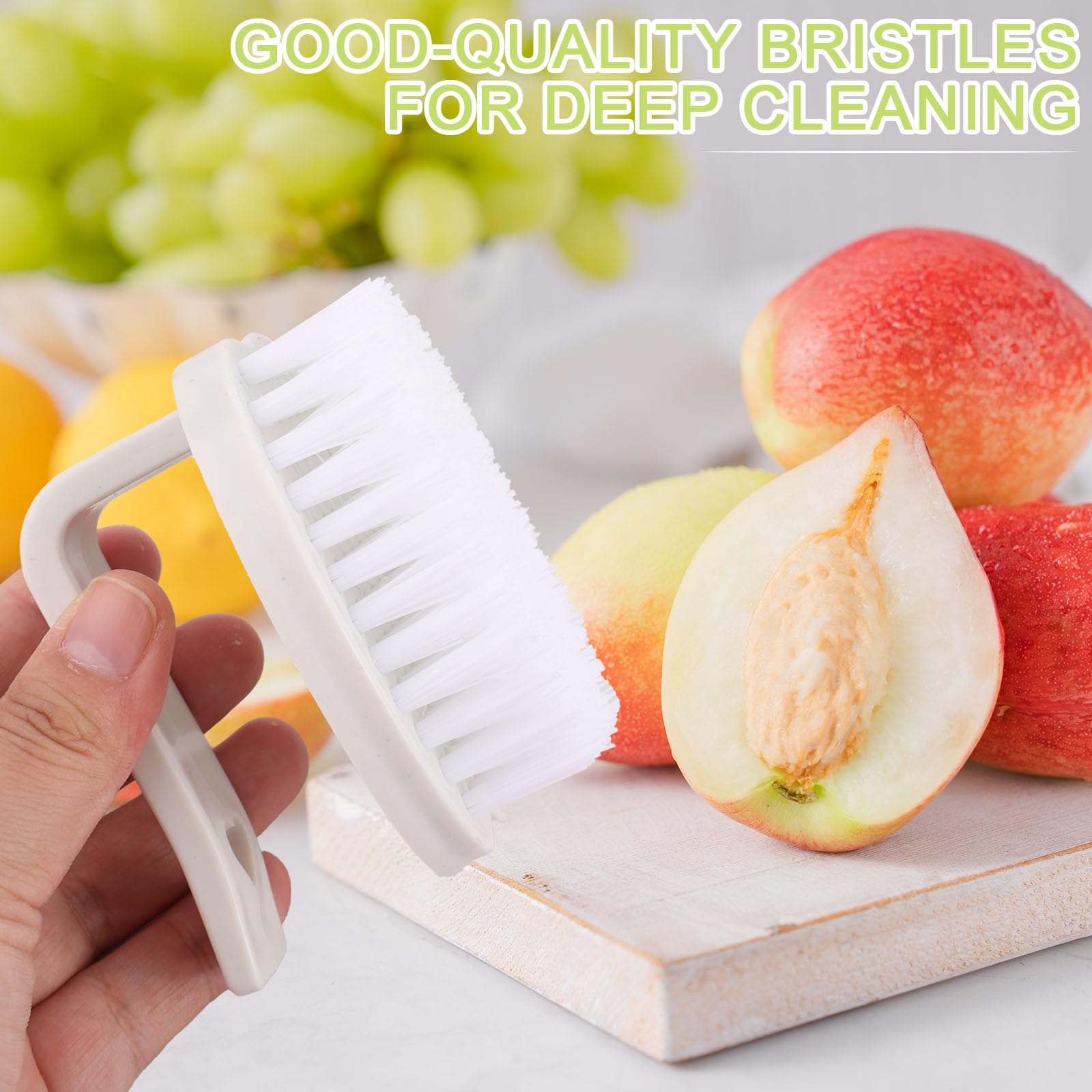 Brosse Légumes 2pcs 8x7x6,5cm PP Poils Rigides Manche Fruits Pommes Terre Carottes Blanc Vert