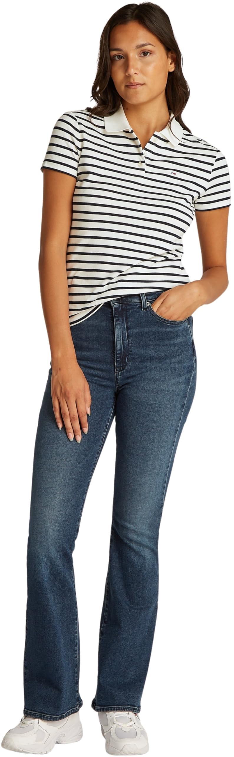 Tommy Jeans Polo de Manga Corta Mujer Slim Essential elástico