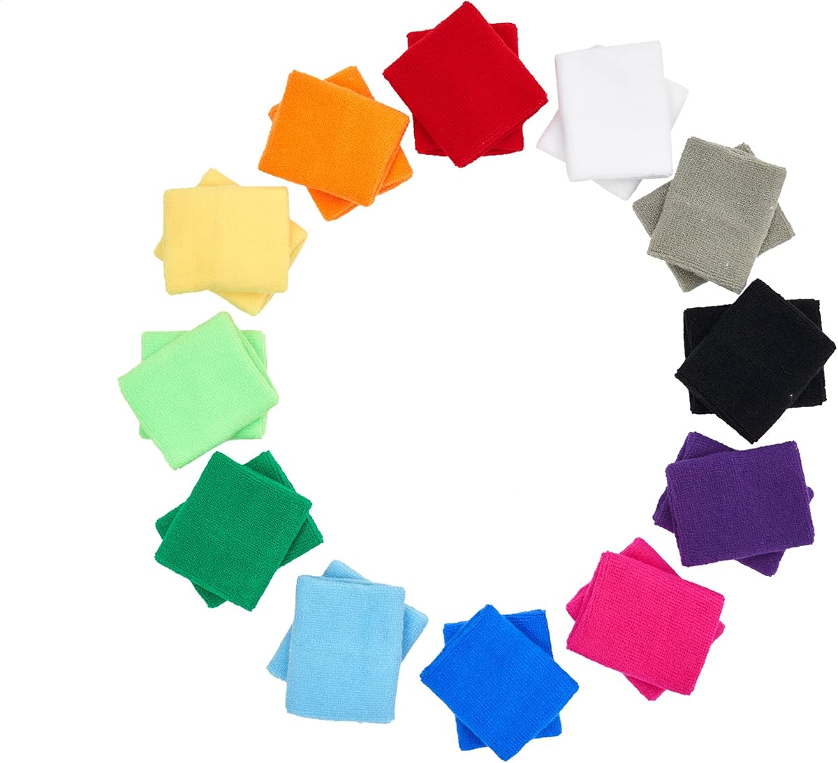 Mallofusa 12 pares de pulseras de sudor de colores Pulseras atléticas de tela de rizo de algodón para deportes de gimnasio