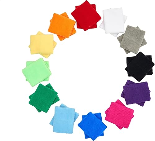 Mallofusa 12 pares de coloridas muñequeras atléticas de algodón de rizo para gimnasio y deportes