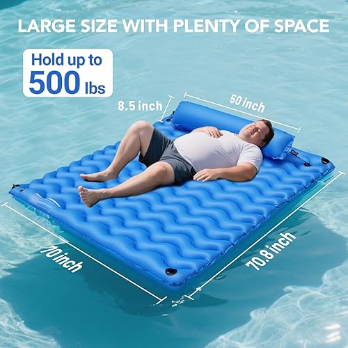 Miniatura 4 de 2022 Upgraded Pool Floats Adult, 53" River Tubes for Adults Heavy Duty, River Floats with Mesh Bottom, 2 Cup Holders, 2 Heavy-Duty Handles,