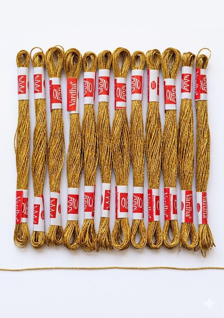 Teraiya's 10 pcs Zari Metallic Golden Embroidery Cross Stitch