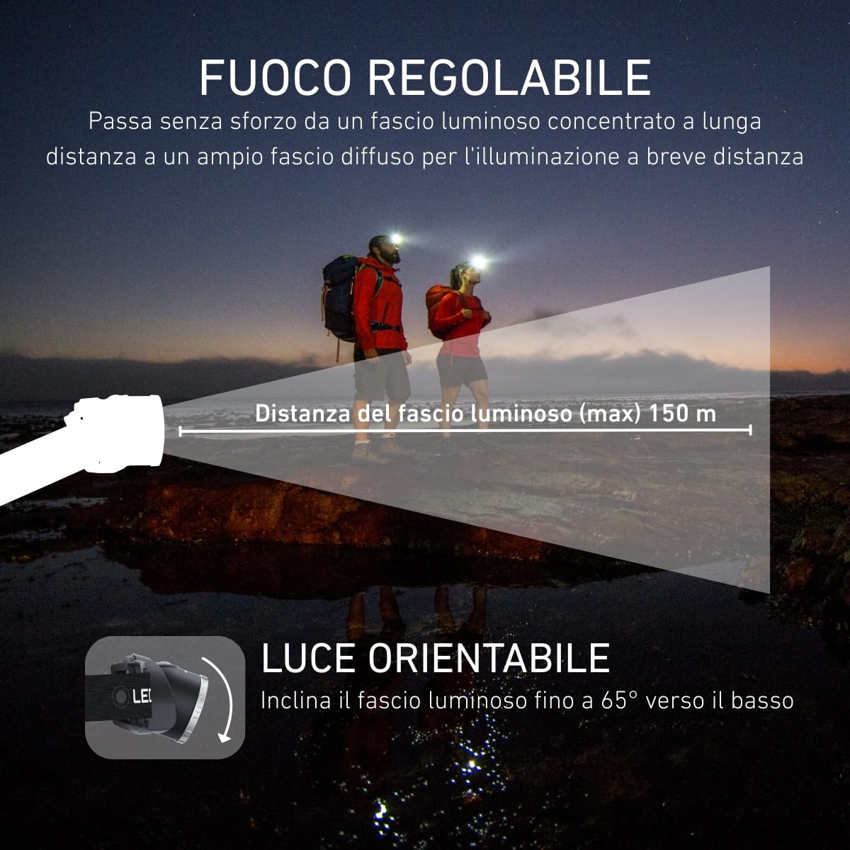 Ledlenser H8R Torcia Frontale LED, Ricaricabile con Batteria al Litio 18650, 600 Lumen, Messa a Fuoco Regolabile, autonomia Fino a 120 Ore, Luce Rossa Posteriore, orientabile, Cavo di Ricarica USB