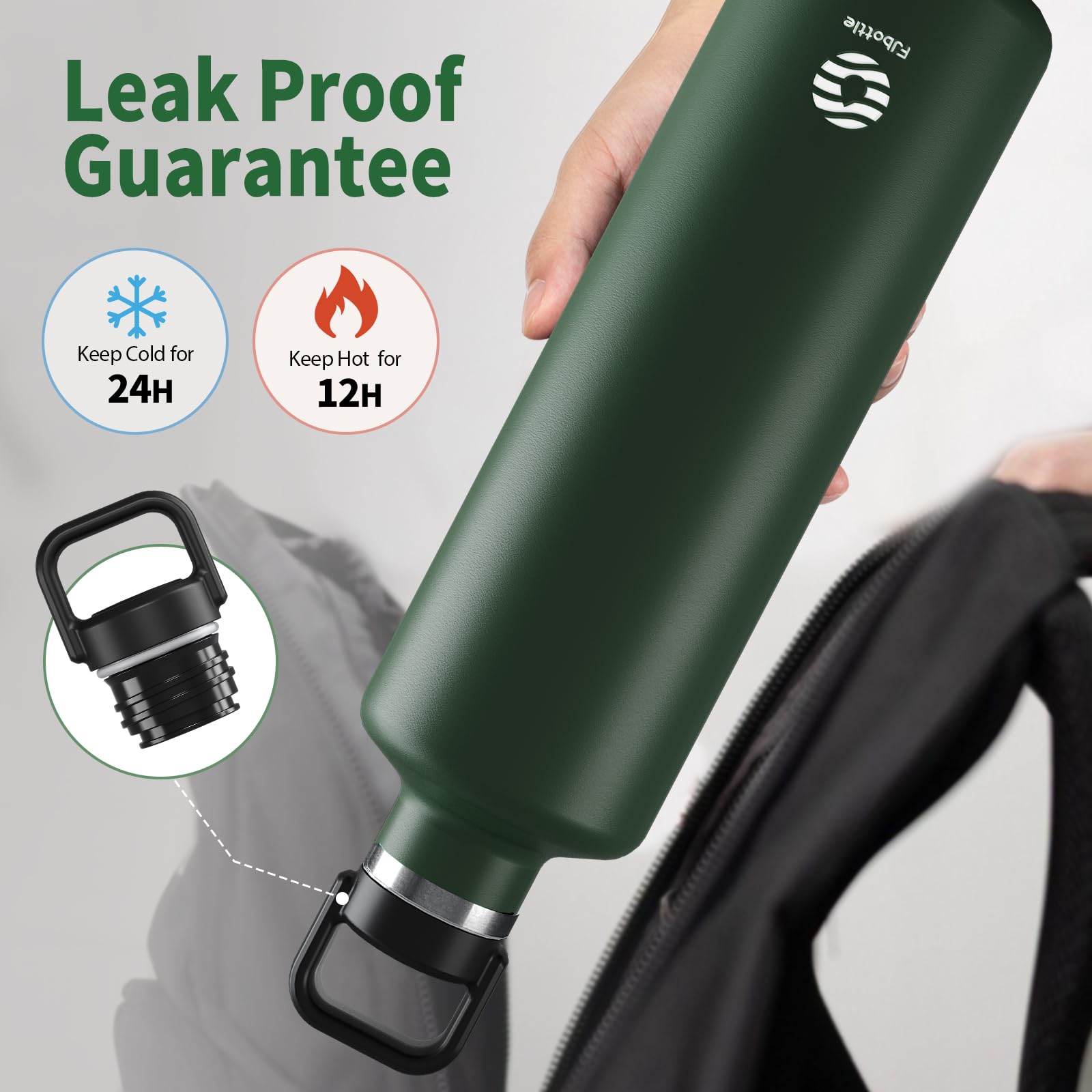Healter 1.75 litre Water Bottle Stainless Steel, Green, 1750ml - Image 3