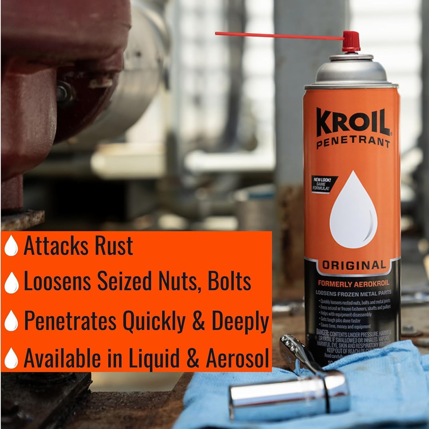 Kroil Original Penetrating Oil (Aerosol Spray-10oz Can-12 Pack) | Penetrant for Rusted Bolts, Metal, Hinges, Chains, Moving Parts | Rust, Corrosion Inhibitor (KS102)