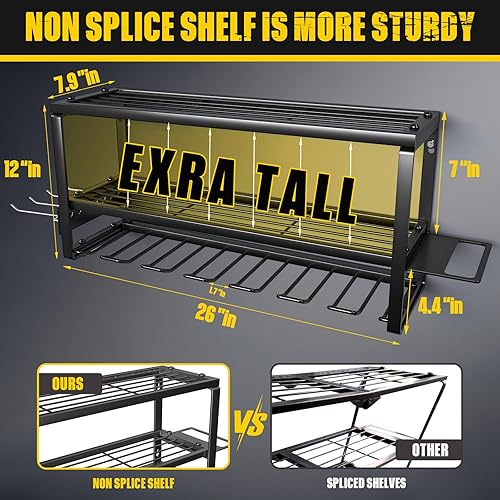 Miniatura 10 de Organizador de herramientas eléctricas de 4 capas para montaje en pared, soporte para herramientas de batería con estante de estación de carga,
