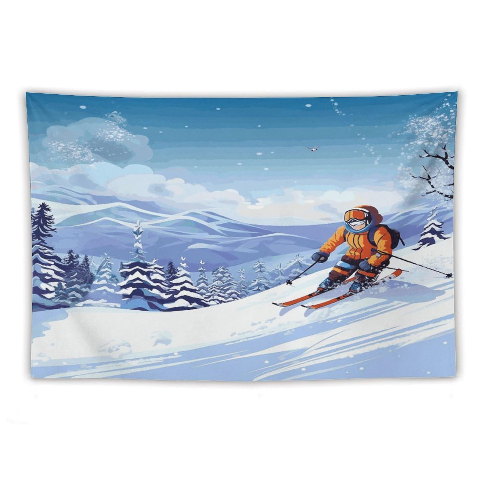 LDGSUPH Winter Skiing Tapestry Wall Hanging Decor Anti-fading Aesthetic Wall Tapestries Fashion Wall Blanket Decor Modern Wall Art Tapestry for Bedroom Home Decor 60"x90"