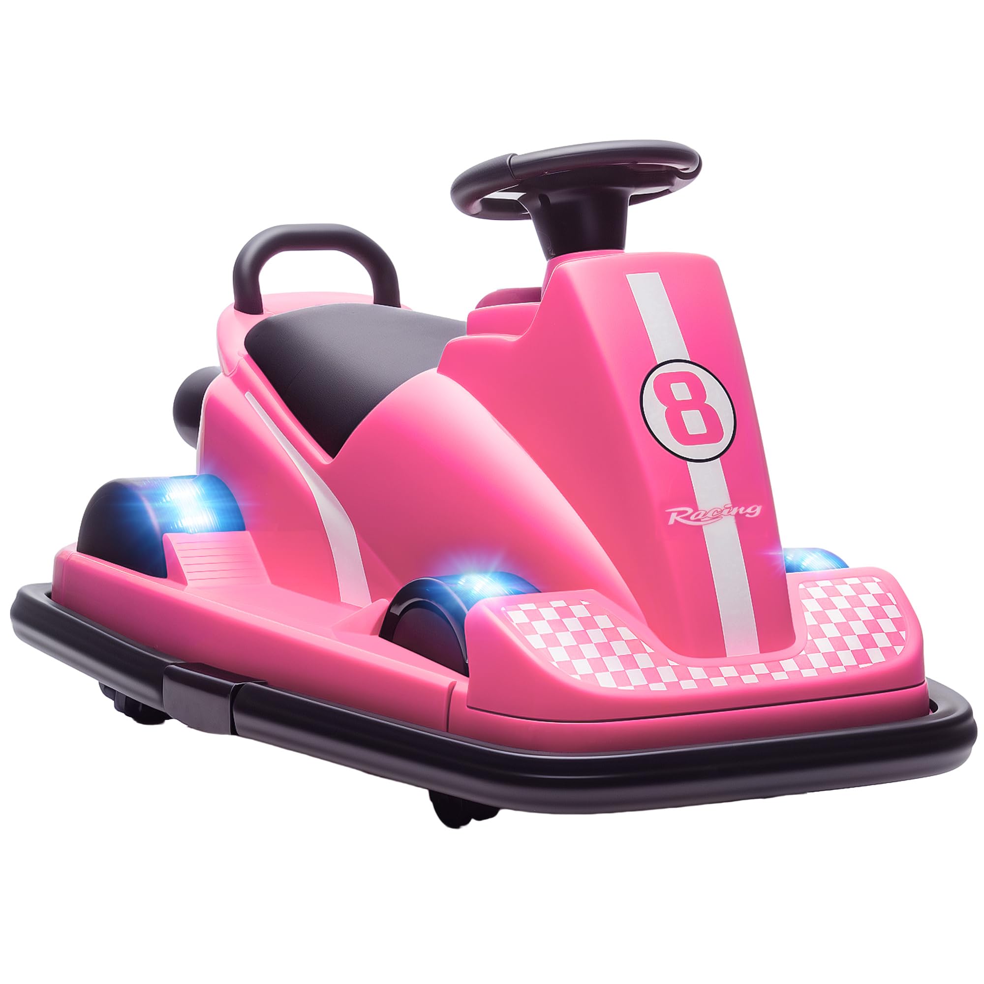 AIYAPLAY Auto-Tamponneuse Enfant 6V Rotation à 360° pour Âges 3-8 Rose | Double Moteur, Musique, Klaxon, Lumières LED, Démarrage Doux, 2,5 km/h, Voiture Tamponneuse Électrique Enfant