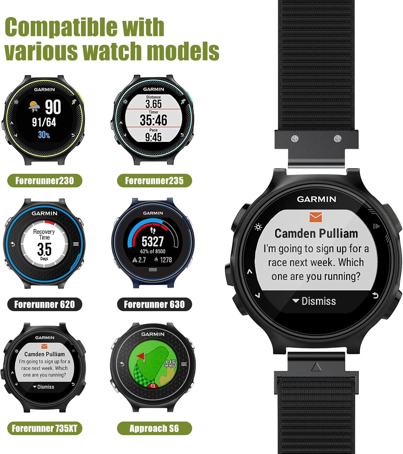 NotoCity for Nylon Forerunner 735XT Band Forerunner 235 Smartwatch Band Forerunner 630/620 Strap Approach S6 Watchband